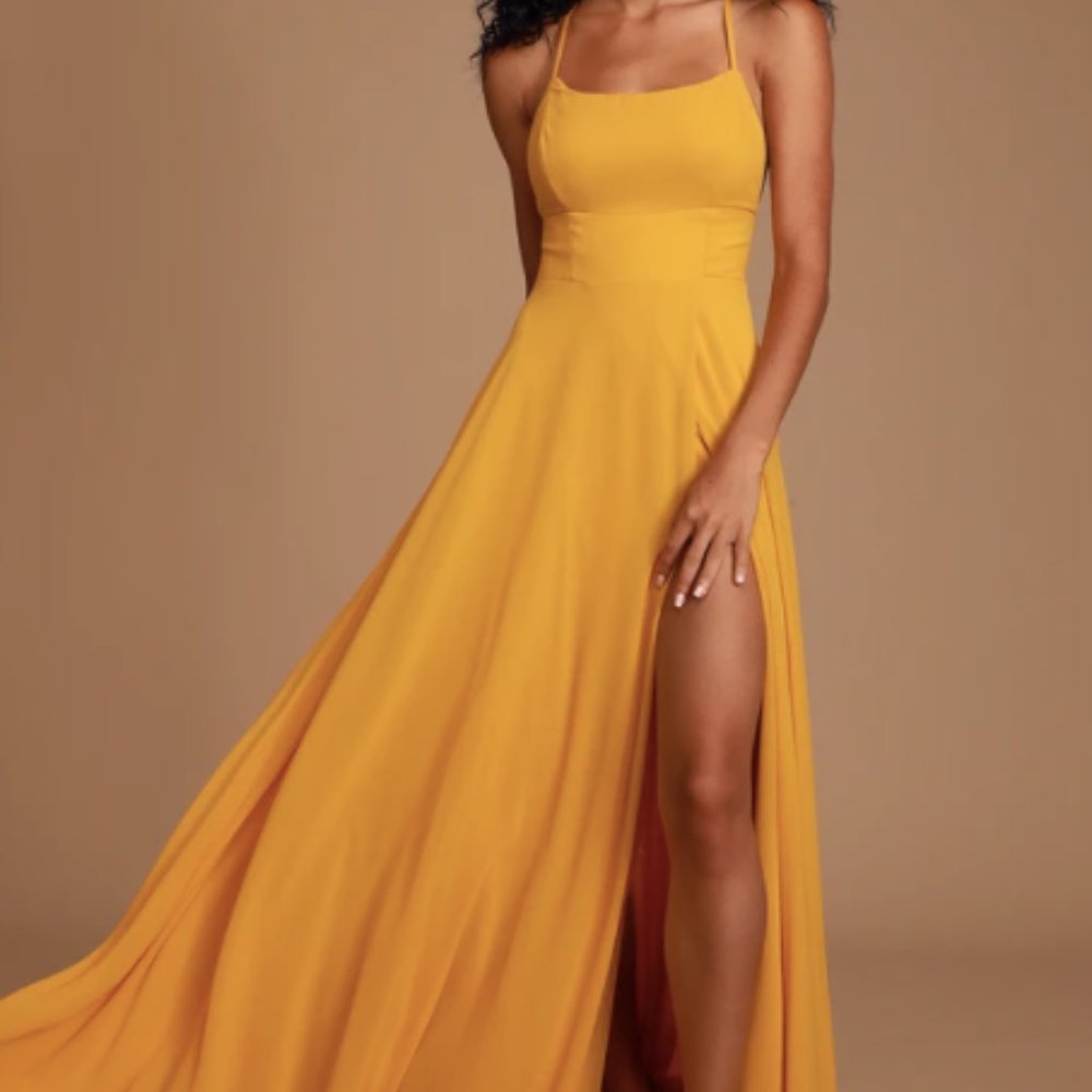 Dreamy Romance Mustard Yellow Backless S